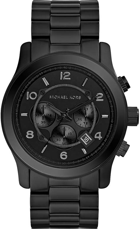 michael kors mens black skull watch|Michael Kors matte black watch.